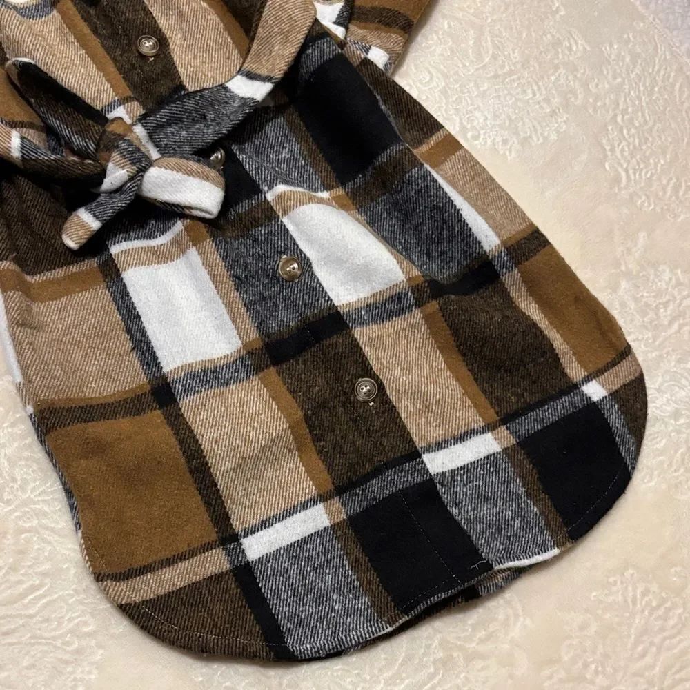 Girls Plaid Button-Up Shirt Dress Jacket - Picture 3 of 4
